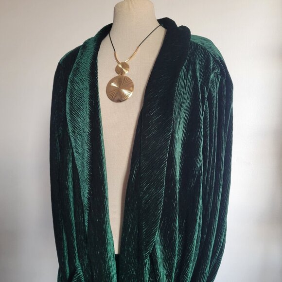 NWT Eloquii Women’s Velvet Dark Emerald Green Blazer with Belt (Size: 22) - Picture 2 of 16